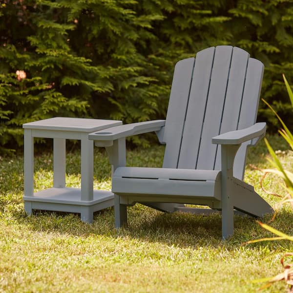 Keter Kiawah Resin Plastic Gray Adirondack Chair 271265 - The Home