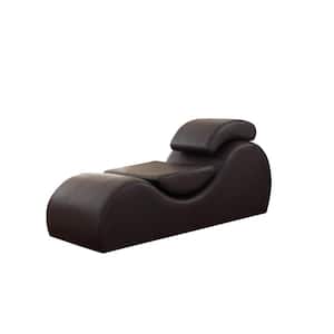 Braflin Dark Brown Faux Leather Stretch Chaise Lounge Relaxation/Yoga Chair