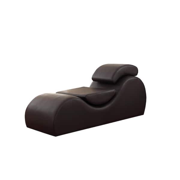 Us Pride Furniture Braflin Dark Brown Faux Leather Stretch Chaise 