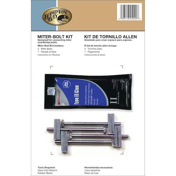 Hampton Bay 3.5 in. L Stainless Steel Adjustable Countertop Miter Bolt Kit