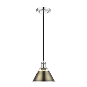 Orwell 100-Watt 1-Light Chrome and Aged Brass Mini Pendant Light