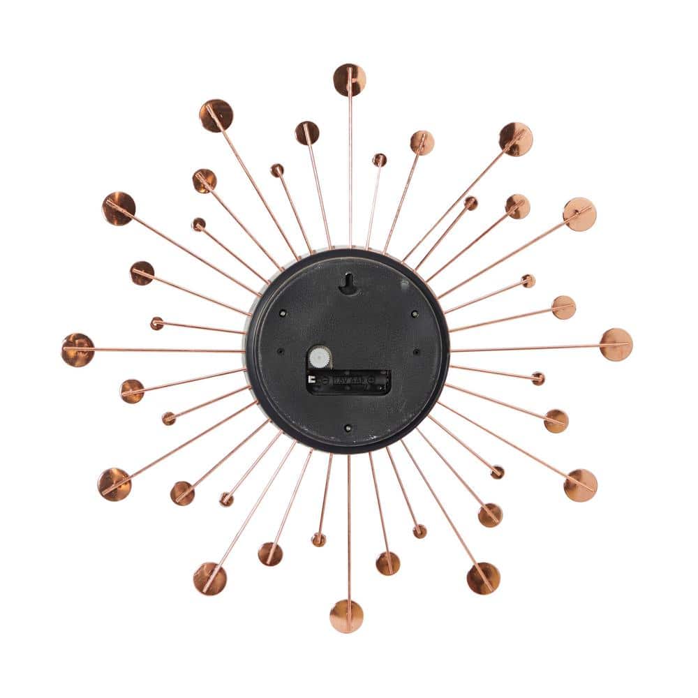 Copper Sunburst Wall Clock with Crystal Accents, 15"