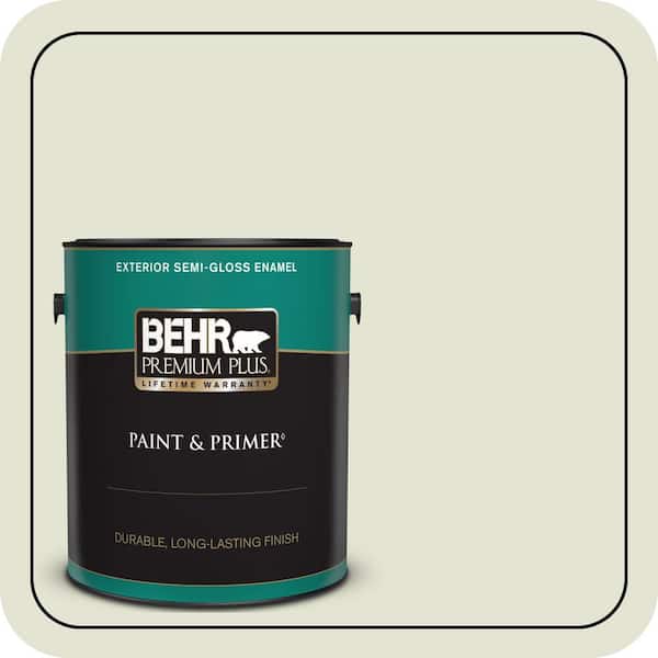 BEHR PREMIUM PLUS 1 gal. #S360-1 Yoga Daze Semi-Gloss Enamel Exterior Paint & Primer