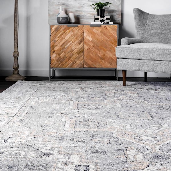 nuLOOM Essa Vintage 13 ft. x 15 ft. Light Grey Living Room