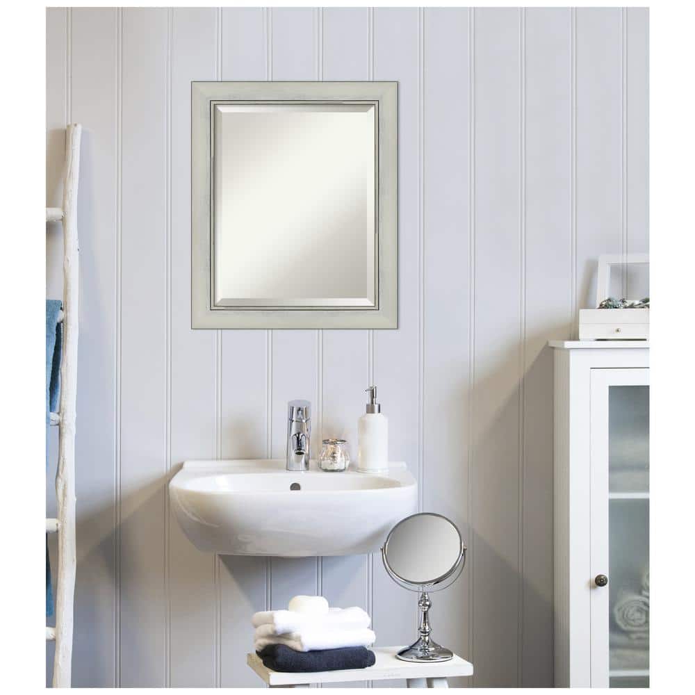 Flair Silver Patina Rectangular Wall Mirror with Beveled Glass