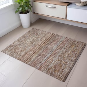 Mayfield Premium Machine Washable Abstract AMF1219 Copper 2 ft. x 3 ft. Area Rug