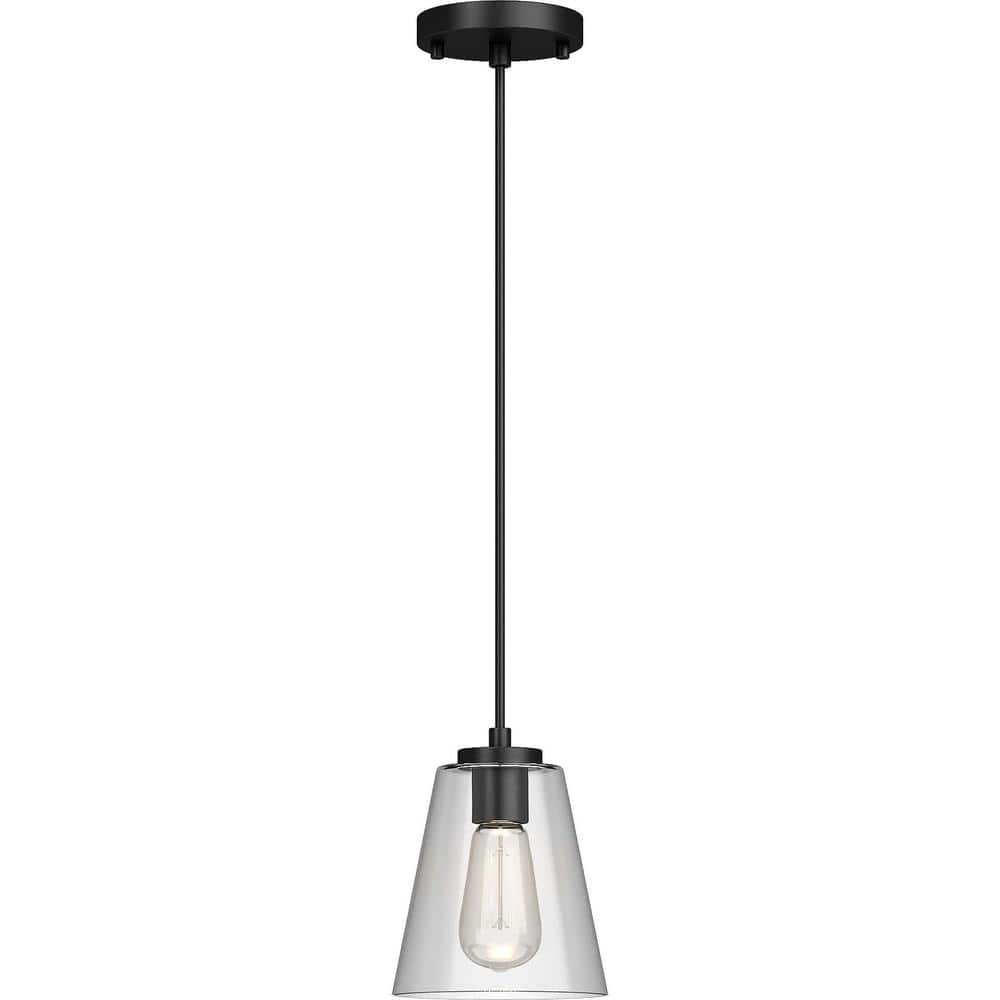 1-Light Black Modern Mini Shaded Pendant Light with Clear Glass Shade price history on PriceWatchPro
