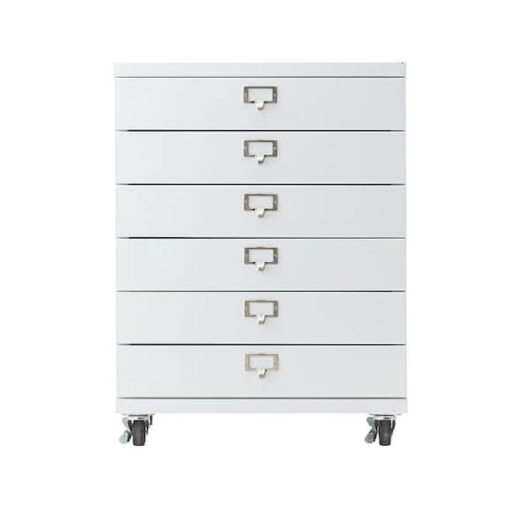 Home Decorators Collection Becker 6-Drawer Metal Cart in White