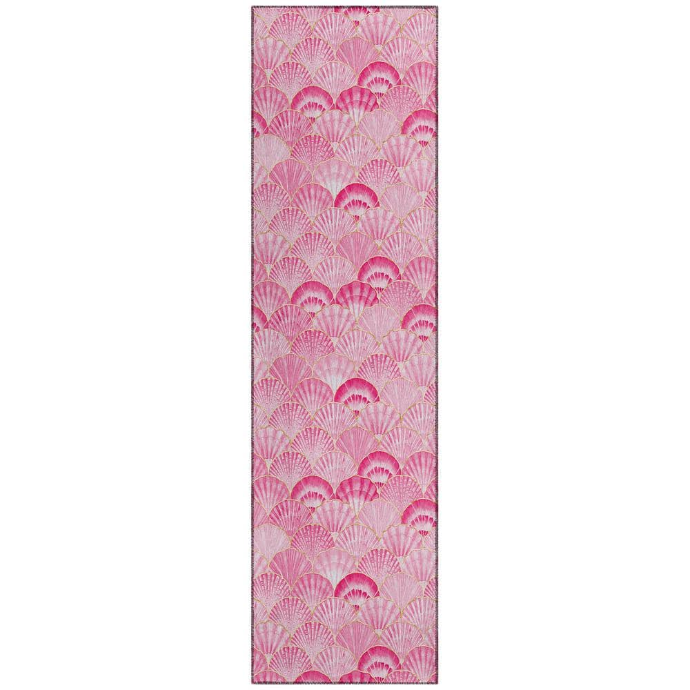 Surfside 2 ft. 3 in. x 7 ft. 6 in. Pink Geometric Indoor/Outdoor Area Rug
