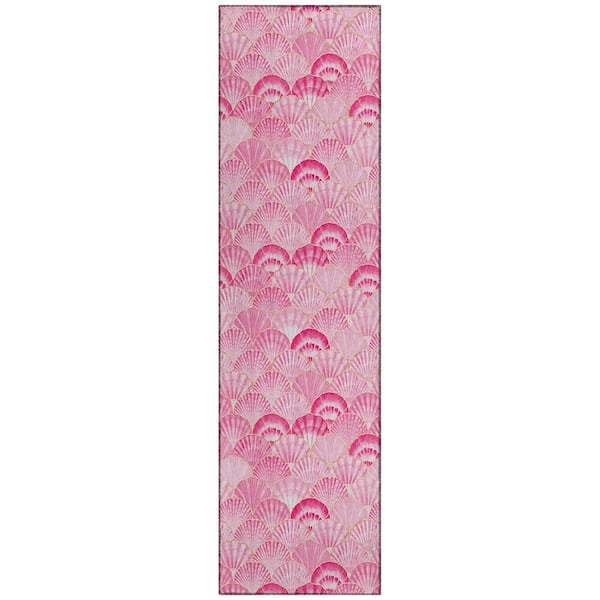 Addison Rugs Surfside 2 ft. 3 in. x 7 ft. 6 in. Pink Geometric Indoor/Outdoor Area Rug