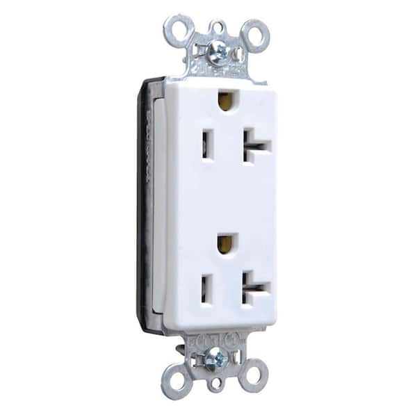 PlugTail 20 Amp Decorator Outlet, White