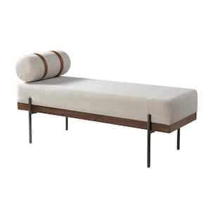 Cayetano Ivory Upholstered Entryway Bench with Metal Legs and Removable Pillow
