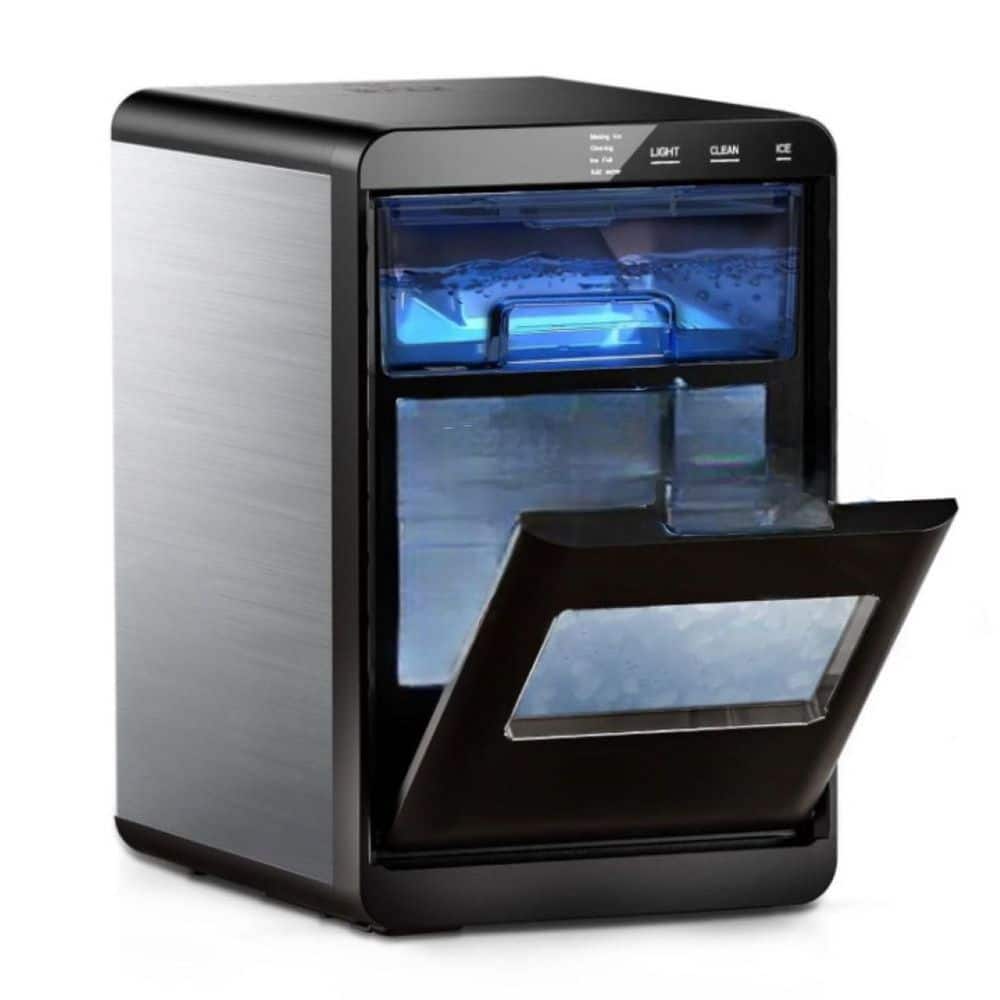 44 lbs. Freestanding Countertop Nugget Ice Maker, Pebble Maker Machine with Ice Scoop and Basket, 13.98 in. W, Black