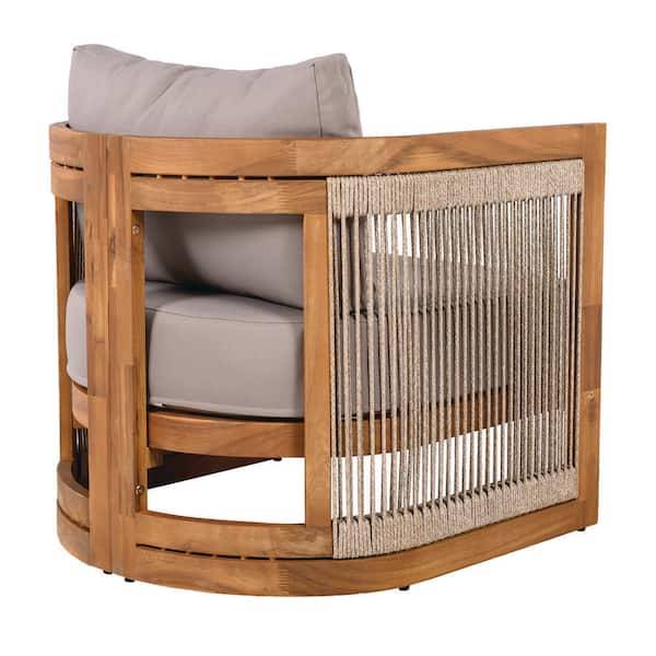 Premium Acacia Wood Outdoor Lounge Chair, Curved Tub Design with