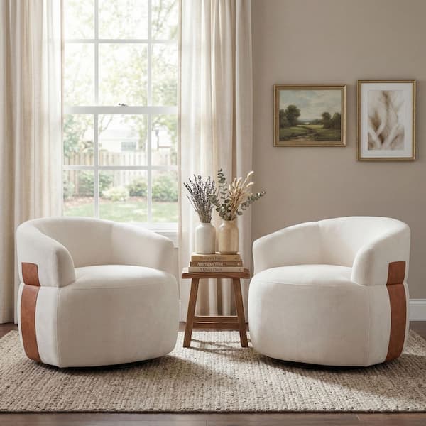 CHRISTOPHER KNIGHT HOME Louis White 360° Swivel Polyester Fabric