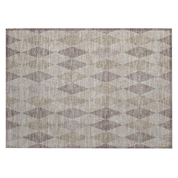 Beige Taupe and Brown 2 ft. x 3 ft. Woven Geometric Rectangle Indoor/Outdoor Area Rug