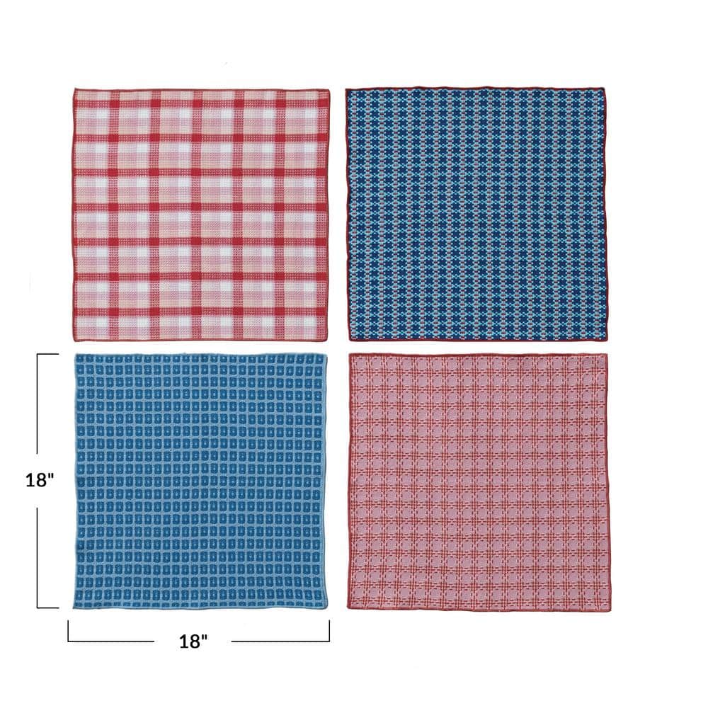 Charming Multicolor Cotton Patterned Napkin Set, 18-inch, 4 Pieces