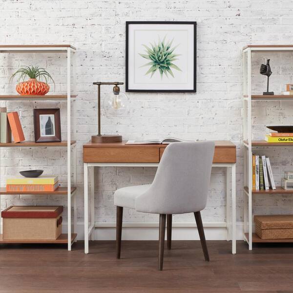 white metal and wood desk