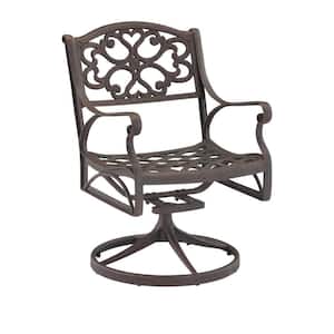 Sanibel Rust Bronze Swivel Rocking Cast Aluminum Outdoor Dining Chair