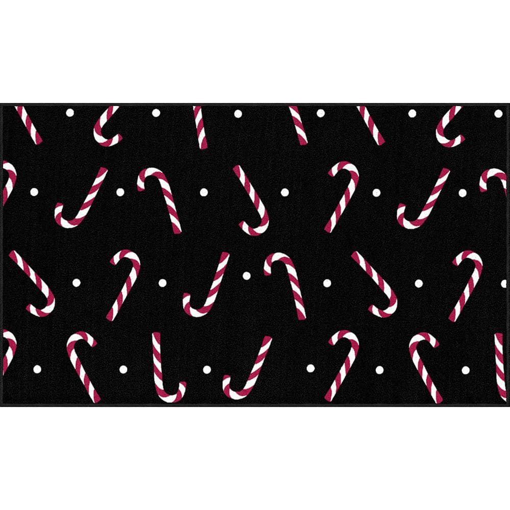 Mohawk Home Candy Canes Black 2 ft. 6 in. x 4 ft. 2 in. Machine ...