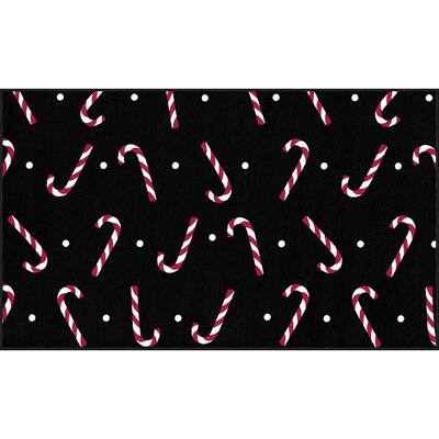 Candy Canes Black 2 ft. 6 in. x 4 ft. 2 in. Scatter Area Rug