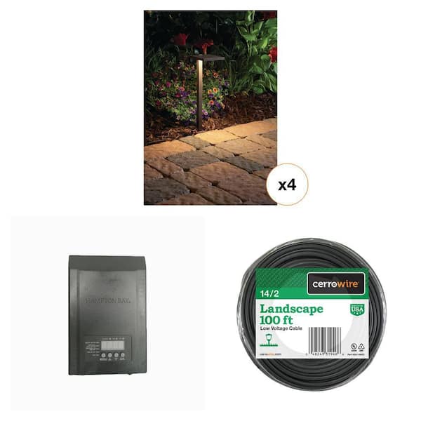 32 Lumen LED Path Light, 200-Watt Landscape Transformer, and 75 ft. 16/2 Low-Voltage Wire Combo