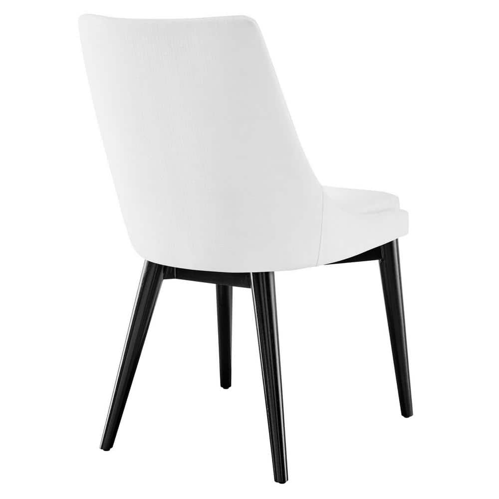 Elevate White High-Back Upholstered Side Chair with Black Wood Legs