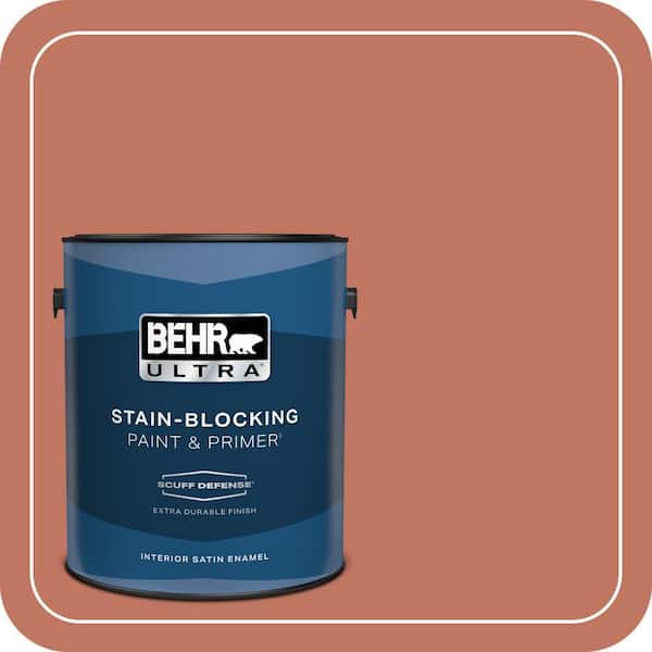 BEHR ULTRA 1 gal. #210D-6 Caribbean Coral Extra Durable Satin Enamel Interior Paint & Primer