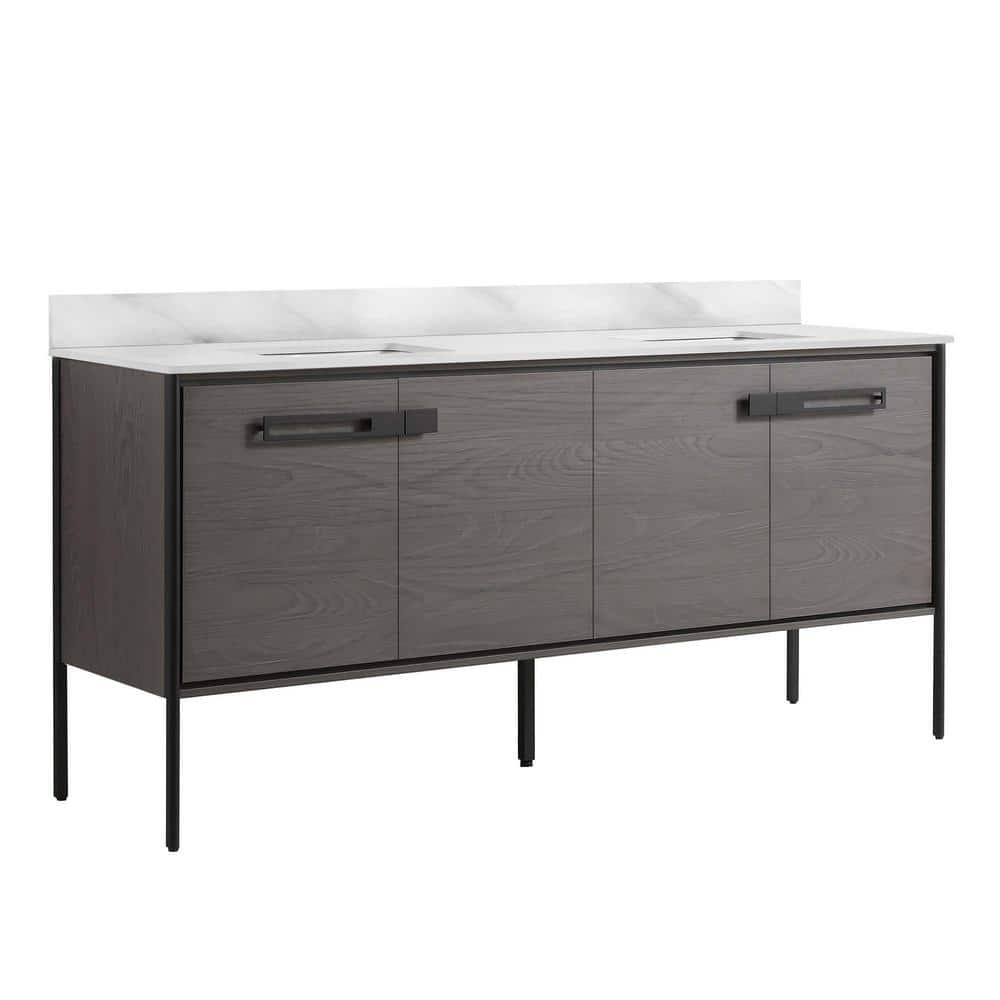Oakville 72 in. W x 20.5 in. D x 33.5 in. H Bath Vanity in Black Coal Oak with White Ceramic Top price history on PriceWatchPro