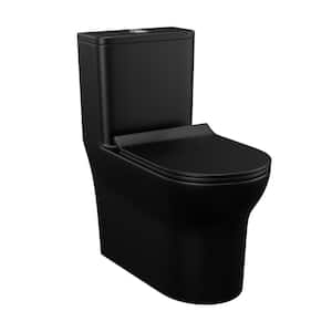 12 in. 1-Piece 1.0/1.6 GPF Dual Flush Elongated Toilet in Matte Black Seat Included