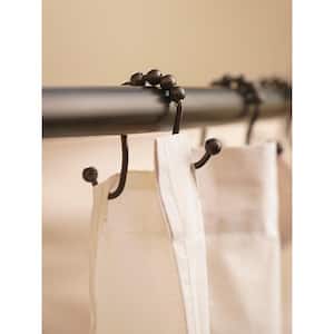 72 in. Adjustable Curved Shower Rod with Shower Curtain Rings in Old World Bronze (12-Pack)