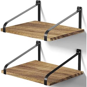 12 in. W x 7.09 in. H x 16.5 in. D Wood Rectangular Shelf in Carbonized Black Set of 2 Adjustable Shelves