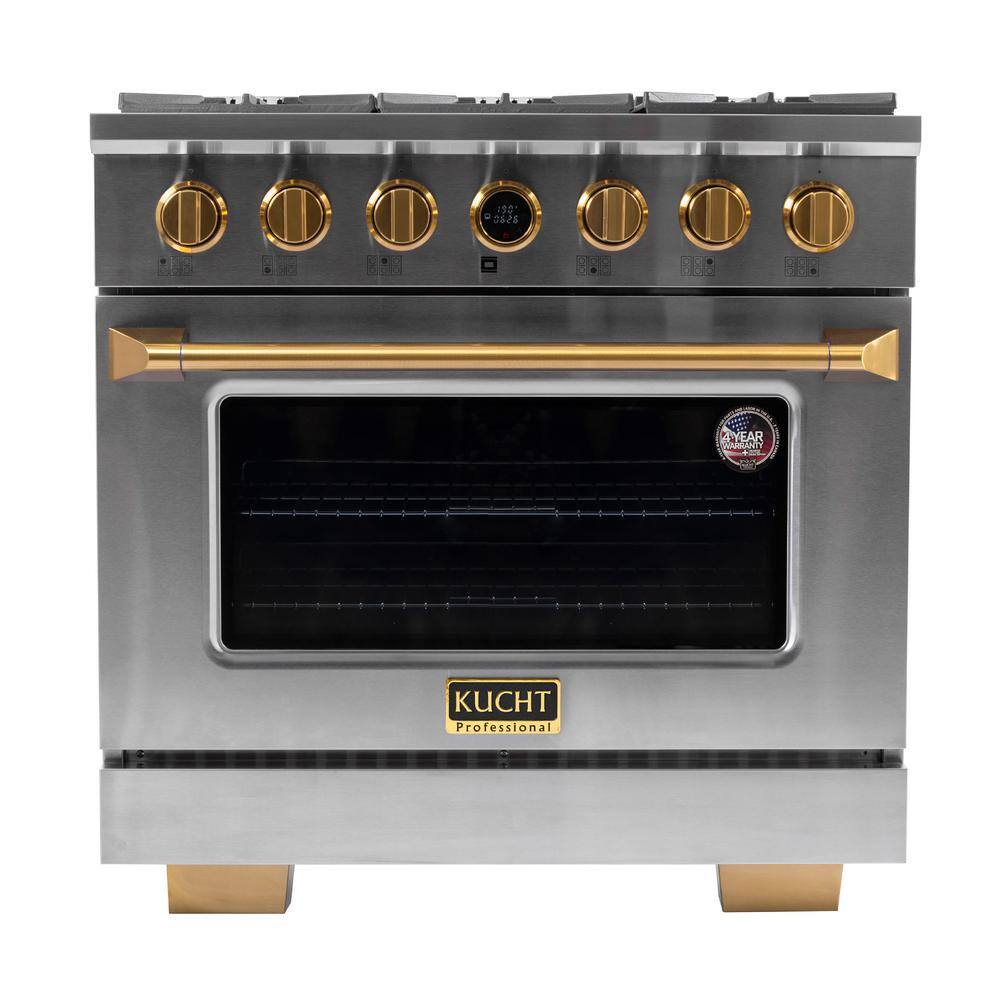 Kucht 36 in. 5.2 cu.ft. 6-Burners Dual Fuel Range Propane Gas in ...