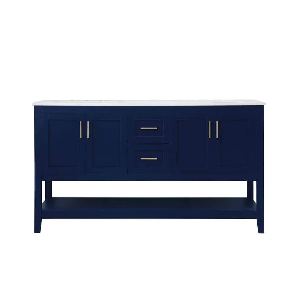 Timeless Home 60 in. W x 22 in. D x 34 in. H Double Bathroom Vanity in Blue