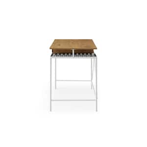 Brandi 26.7 in. Rectangular Natural/White Wooden 1-Drawer Writing Desk with Steel Legs