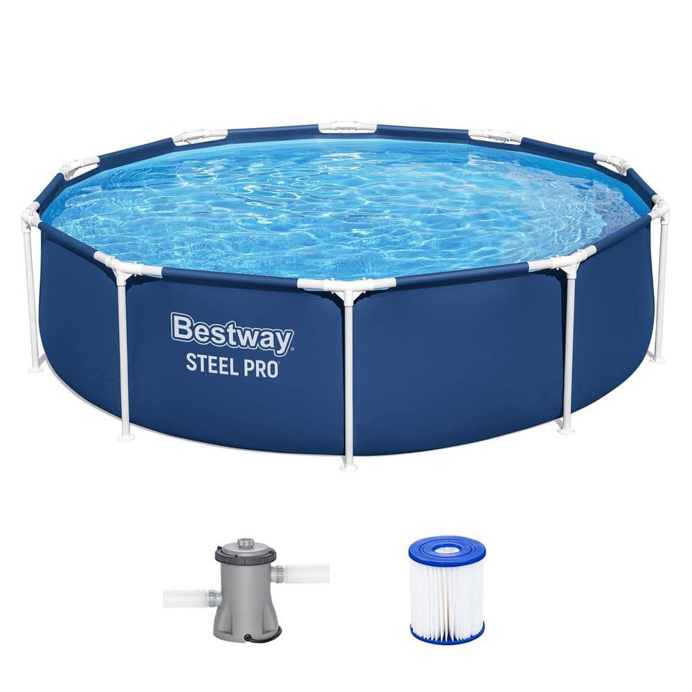 Steel Pro 10 ft. Round 30 in. Deep Above Ground Pool Set