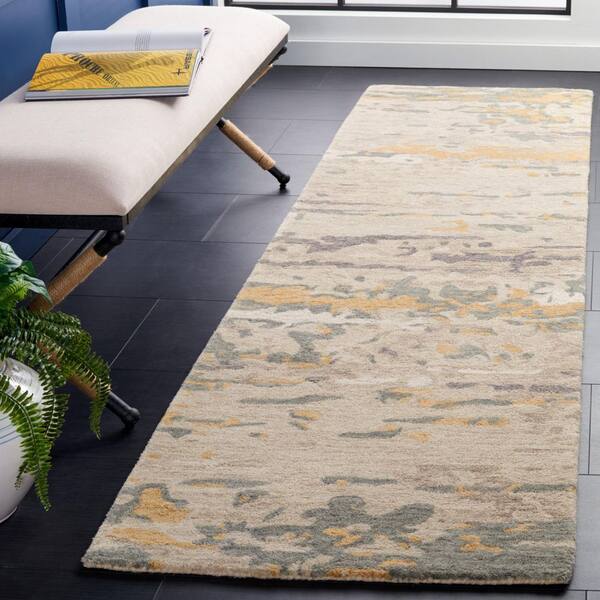 Soho 2 ft. x 8 ft. Beige/Gray Abstract Granite Runner Rug
