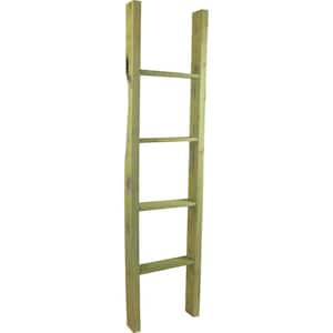 15 in. x 60 in. x 3 1/2 in. Barnwood Decor Collection Restoration Green Vintage Farmhouse 4-Rung Ladder