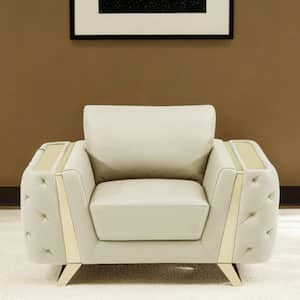 Beige Armchair Set of 1 with Removable and Tufted Cushions