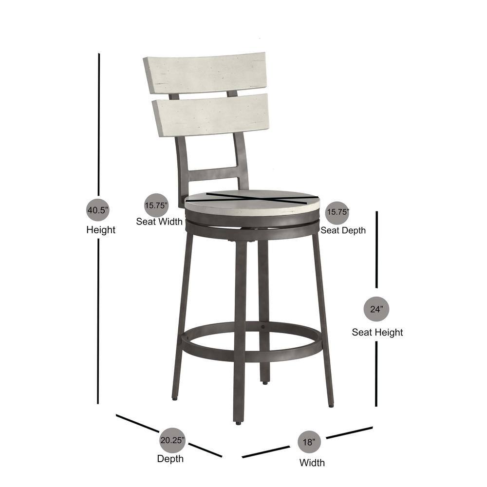 Colson 24" Distressed White and Gray Swivel Counter Stool