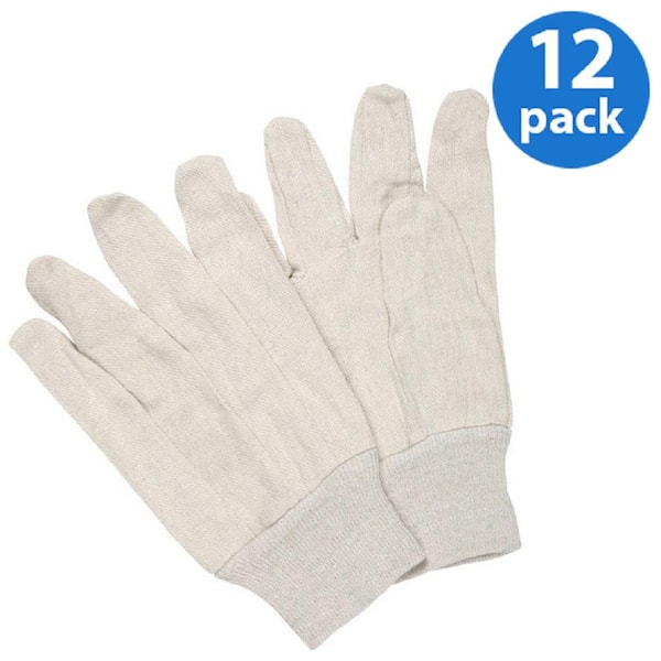 Large Sold by Dozen G & F 7407L-12 Mens Glove Cotton Canvas Work Gloves White 