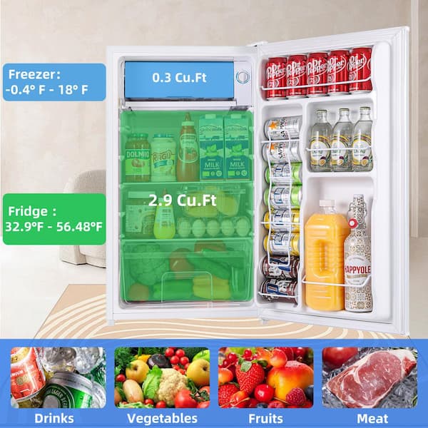 BANGSON Mini Fridge with Freezer, 2 Door Small Refrigerator with Freezer, Mini Freezer Fridge Combo, 3.2 cu.ft, for Home, Office, Dorm, Garage or RV