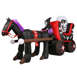 6 ft. Tall Pre-Lit Inflatable Skull Carriage