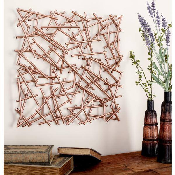 Copper and Silver Abstract Metal Wall Decor, 20" x 20"