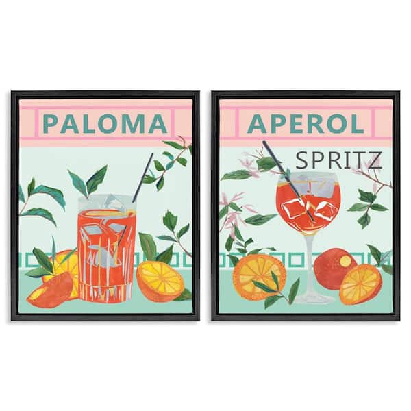 Stupell Industries Pastel Kitchen Cocktails by Melissa Wang 2 Pieces Black Floater Frame Food Graphic Art Print 21 in. x 17 in.