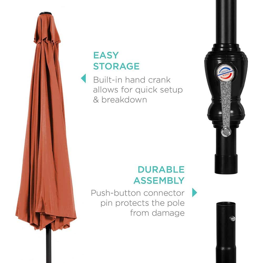 10ft Rust Hexagon Outdoor Steel Patio Umbrella with Crank