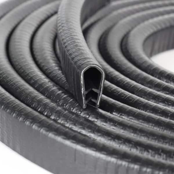 10 ft. U Channel Edge Trim with Metal Clips Edge Guard Protector, PVC Rubber Seal Strip for Sheet Metal, Car Door, Black