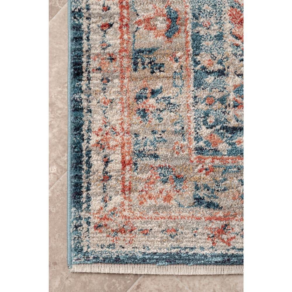 Harley Blue Medallion Synthetic Easy Care Runner Rug