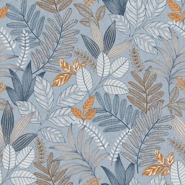Allure Foliage Blue Wallpaper Sample