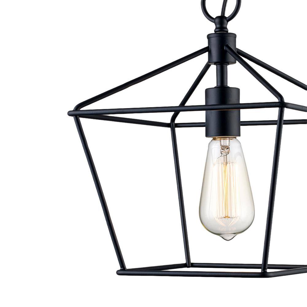 Farmhouse Industrial Black Metal Cage Mini Pendant Light